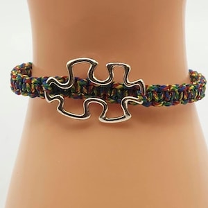 Autism Awareness Microcord Bracelet / Autism Awareness Puzzle Piece Jewelry / Gift for him / Gift for her / Choice of Plain or Puzzle Piece