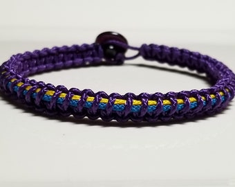 Bladder Cancer Awareness Microcord Bracelet / Purple / Blue / Gold Awareness Ribbon / Bladder Cancer Survivor Jewelry / Choice of Two