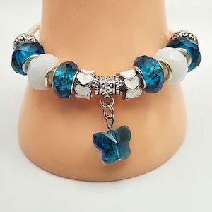 Cervical Cancer Awareness Charm Armband / Türkis und weiße Halskette
