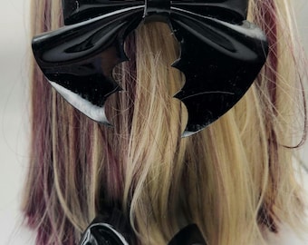 Gothic Bat Wing Hair Bow / Emo / Punk / Halloween / Bat Hair Clip / Trick or Treat Hair Bow / Bat Wings / Various Materials Read Description