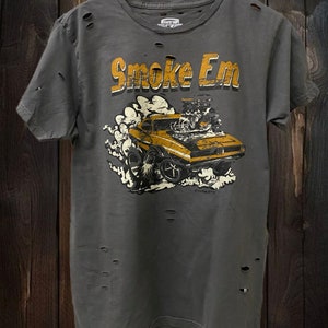 Smoke Em Hot Rod  Distressed Unisex T shirt
