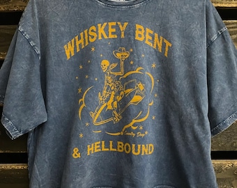 Whiskey Bent Hellbound OVERSIZED Lava acid wash Cropped T-shirt