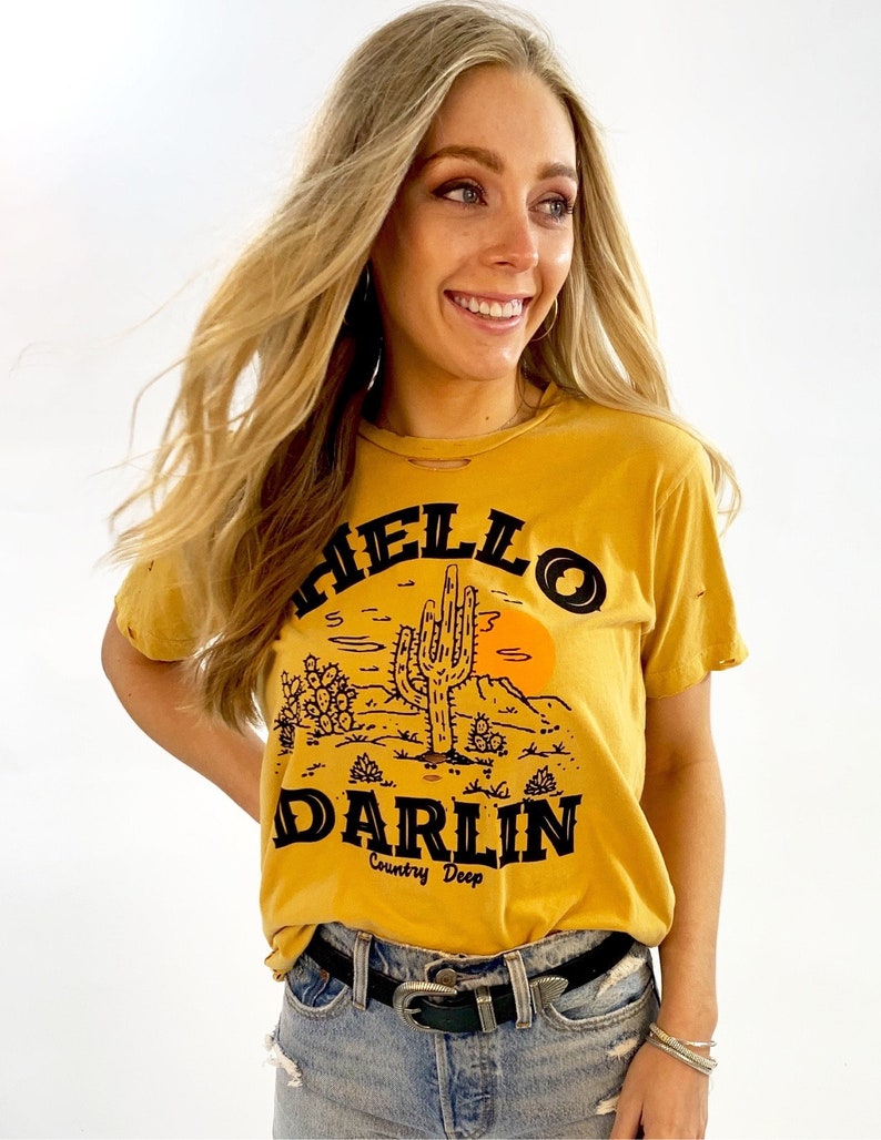 Hello Darlin Distressed Vintage Unisex T Shirt Etsy