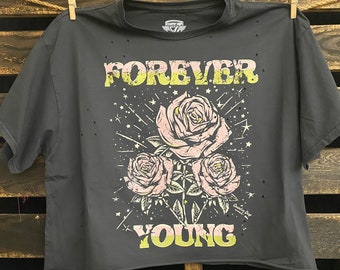 Forever Young 80's OVERSIZED Crop tee