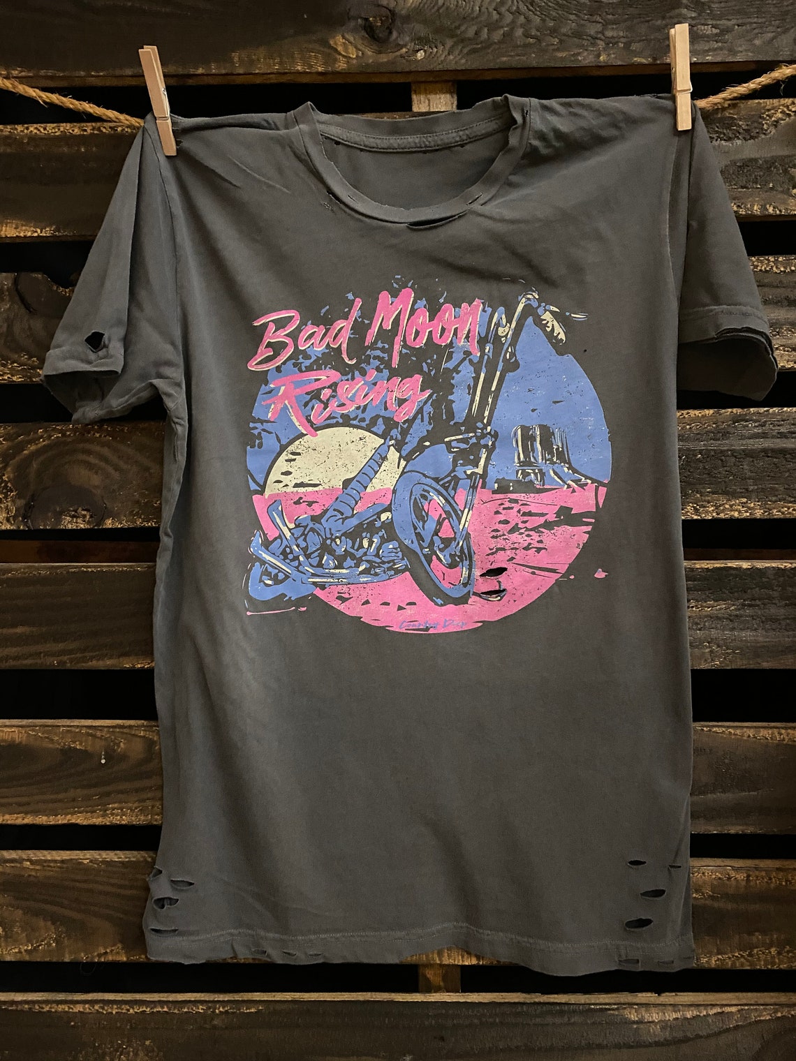 Bad Moon Rising 1980's Chopper Distressed Unisex T Shirt - Etsy