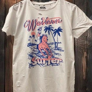 Western Surfer  Vintage 80&#39;s distressed unisex T shirt