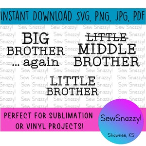 Big Brother Again PNG, Irmão do Meio SVG, Irmãos Pequenos, Irmão do Meio para o Pequeno, Irmãozinho PNG, Revelação do Terceiro Irmão, Sublimação