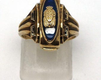 Anillo de graduación de oro amarillo de 10 quilates de Notre Dame College Prep - 1956