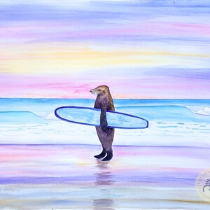 Surfing Guadalupe Fur Seal Art Print