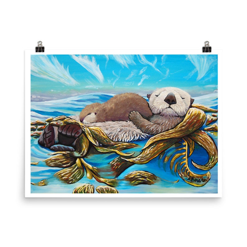 Sea Otter Mom & Pup Art Print - Etsy