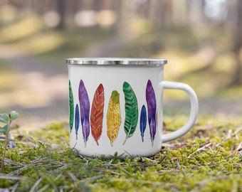 Rainbow Feathers Camp Mug