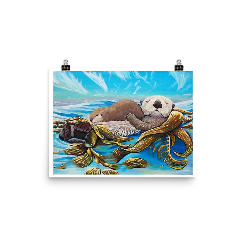 Sea Otter Mom & Pup Art Print - Etsy