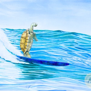 Surfing Desert Tortoise Art Print