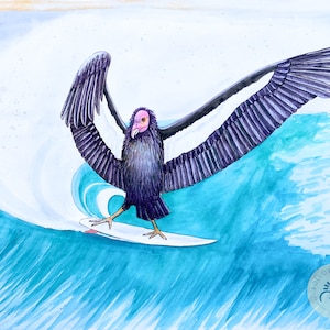 Surfing Condor Cutback Art Print