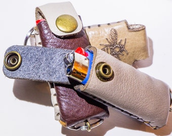 Mini etui na zapalniczkę - skórzany brelok
