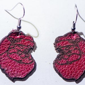 Santa Claus Leather Earrings