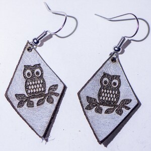 Owl Leather Rhombus Earrings