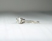 On Hold For Nicola - Pretty Vintage Filigree Solitaire Engagement Ring - 1/3 carat Round Brilliant Antique Style Diamond Ring