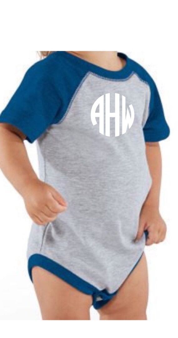 Items similar to Royal Blue Raglan Onesie with FREE VINYL MONOGRAM on Etsy
