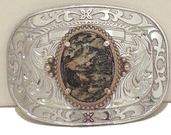 Vintage Agate Belt Buckle.