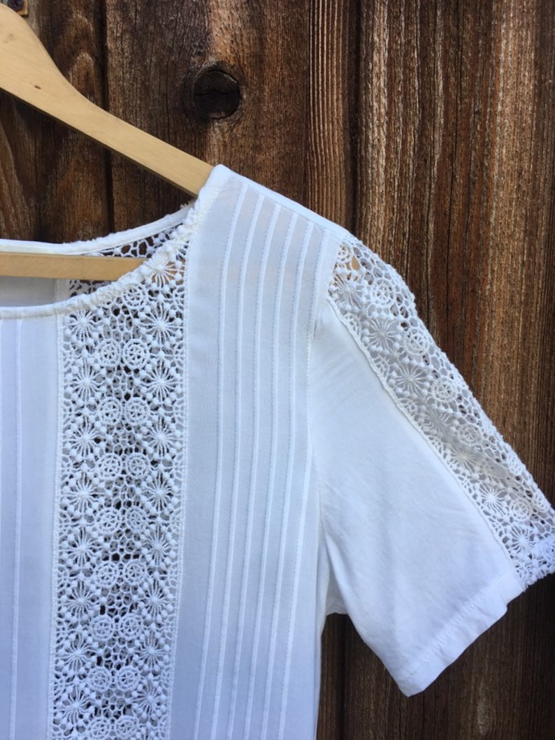White Crochet Lace Blouse cotton and rayon