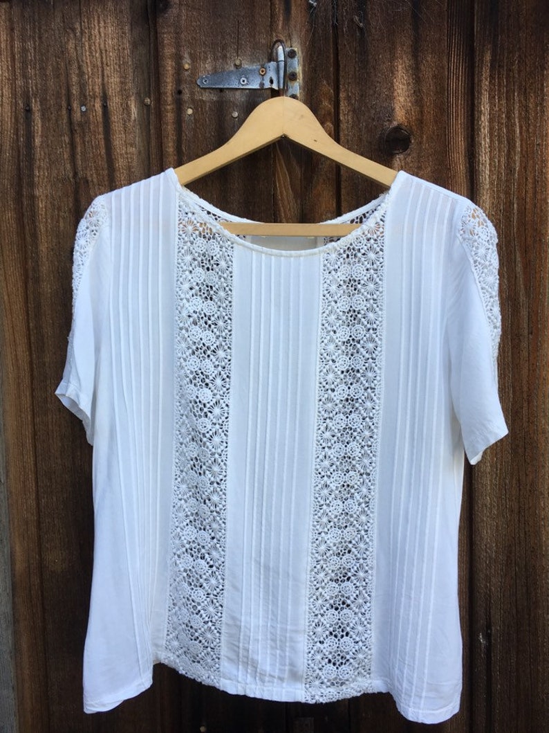 White Crochet Lace Blouse cotton and rayon