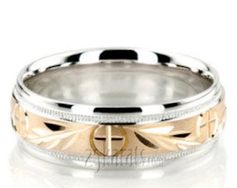 Religious Leaf Design Wedding Band