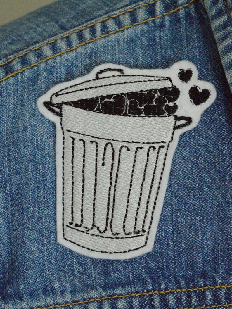 Aesthetic Trash heart iron on patch Etsy