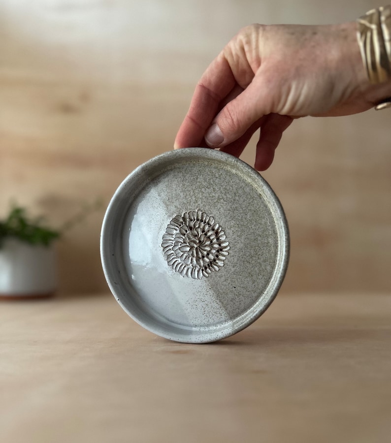 Handmade ceramic garlic grater, garlic dish, bread dipping dish, oil and vinegar dish image 1