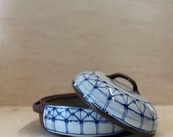 Handmade ceramic caserole, food warmer, serving, family dining