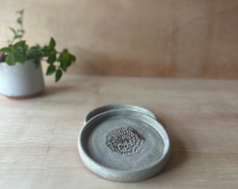 Handmade ceramic garlic grater, garlic dish, bread dipping dish, oil and vinegar dish