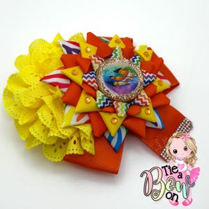 Cartoon Cat Star Boutique Hairbow | Funny Cat Hairbow | Handmade Hairbows | Big Bows | Girl Accessories | Ribbon Bow | Boutique Hairbow