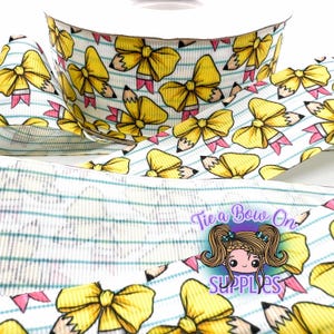 Coquette Pencil Ribbon | 3/8" or 1.5" USDR Single-Sided Grosgrain Ribbon | School Themed Ribbon | Ribbon for Hairbows and Crafts