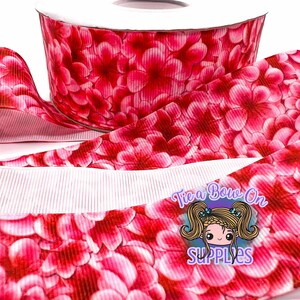Cinta de grogrén de una sola cara USDR con flores de cerezo Sakura de 9,5 cm y 3,8 cm para lazos y manualidades