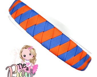 Blue & Orange Stripe Handwoven Headband | Headbands that fits Toddlers to Adults | House Color Headbands | School Color Headband | 1" Wide
