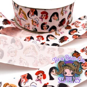Princess's Heads Ribbon | 1.5" USDR Single-Sided Grosgrain Ribbon | Ribbon for Hairbows or Crafts.