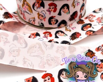 Princess's Heads Ribbon | 1.5" USDR Single-Sided Grosgrain Ribbon | Ribbon for Hairbows or Crafts.