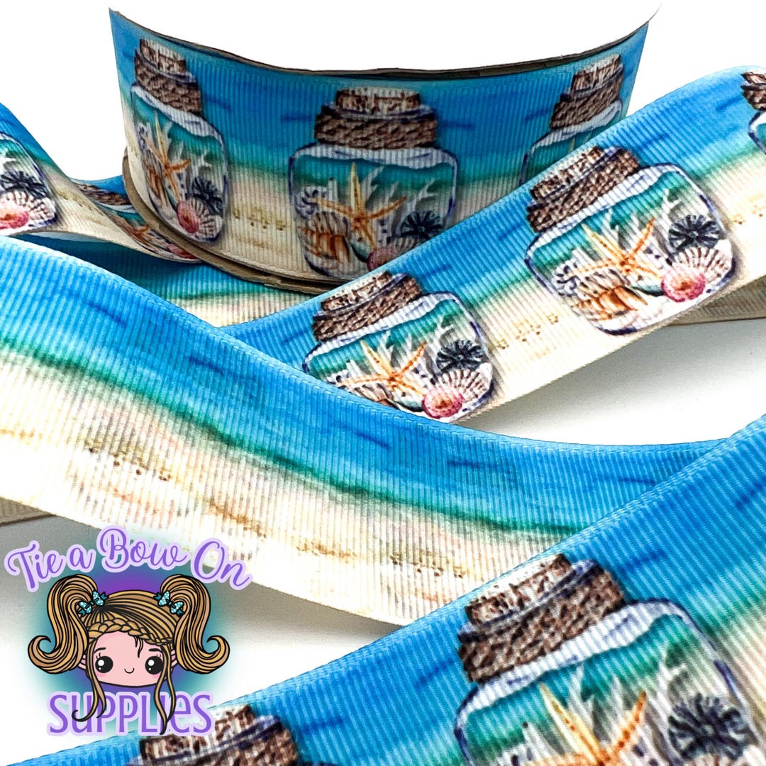 Sanding Ribbon Jar of Shells, Beach & Sand Ribbon | 3/8