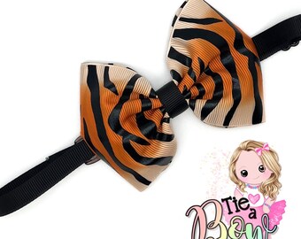 Tiger Stripe Child's Bow Tie On An Adjustable Strap | Bow is 4" Wide | Dress-Up Fun | Birthdays | Holidays | First Birthdays
