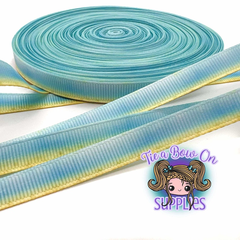 Turquoise Ribbed Ribbon Light Beachy Ribbon | 3/8
