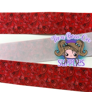 Red Bandana Print Ribbon | 1.5&quot; USDR Single-Sided Grosgrain Ribbon | Ribbon for Hairbows or Crafts |Western Themed Ribbon