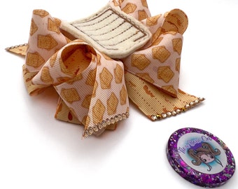 Matzah Octo Bow | Passover Bow | Holiday Bow | Handmade Bow | Girl Accessories | Big Bows | Boutique Hairbow | Ribbon Hairbow