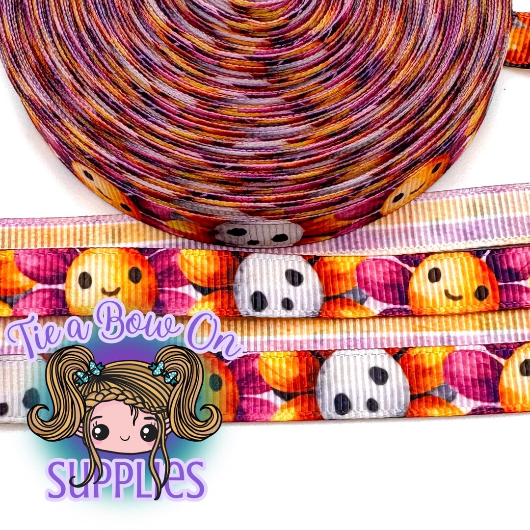 Smiley Face Flowers Ribbon | 3/8