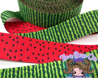 USDR Watermelon Seeds Rind Pips Double Sided Grosgrain Ribbon | Summer Themed Ribbon | 1, 3, or 5 yards |
