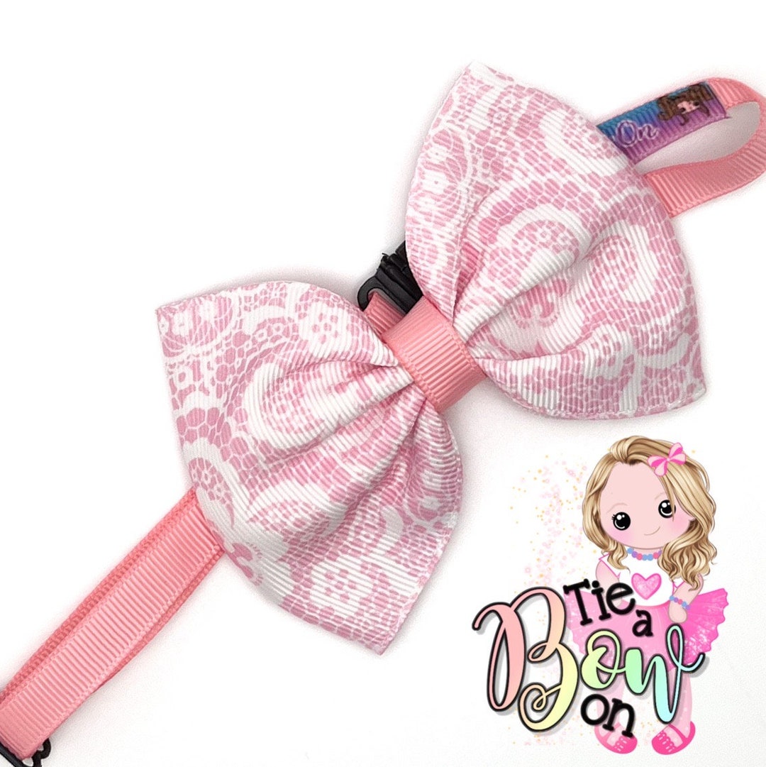 Pink Demask Print Child's Bow Tie on an Adjustable Strap Bow is 4 — free download