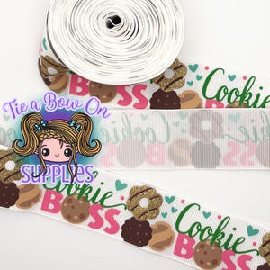 Cookie Boss Ribbon USDR Ink & Glitter Einseitiges Ripsband | 1,5 Zoll Band | Designer Webband | Band für Haarschleifen und Kunsthandwerk |