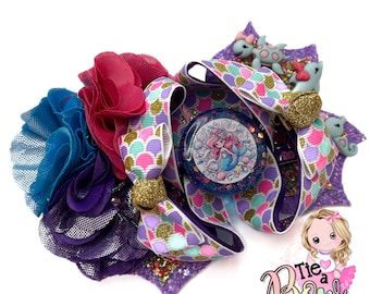Mermaid Themed Twisted Boutique Hairbow | Ocean Themed Hairbow | Beach Themed Hairbow | Handmade Hairbow | Girls Accessories | Big Bows