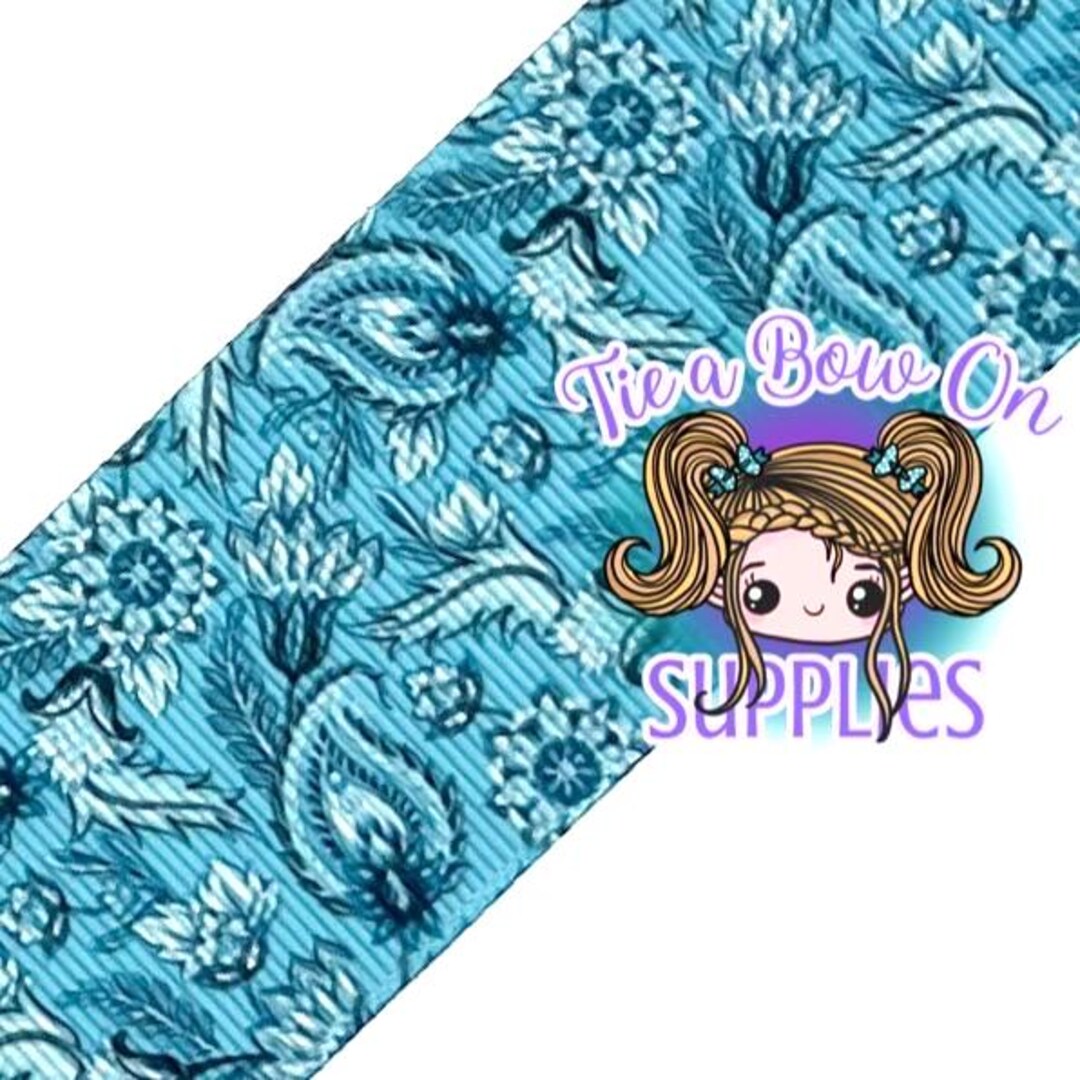 Blue Bandana Print Ribbon | 1.5