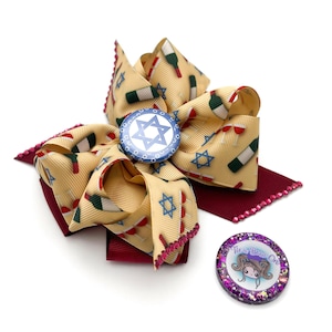 Four Glasses of Wine Hair Bow For Passover | Holiday Bows | Jewish Bows | Handmade Hair Bows | Big Bows | Octo Bow | Girl Accessories |