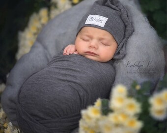 Newborn wrap set, Personalized Newborn hat, knot hat, hospital hat, baby name hat, babyshower gift, name hat, twin hats, basic beanie,